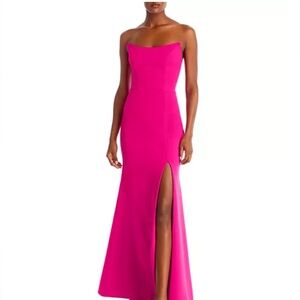 Aqua Strapless Fuchsia Dress